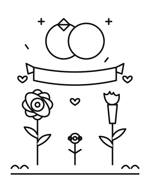 Flowers & Rings coloring page